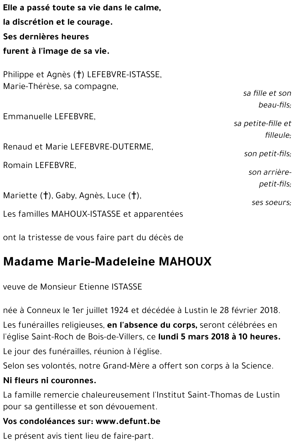 Marie-Madeleine MAHOUX