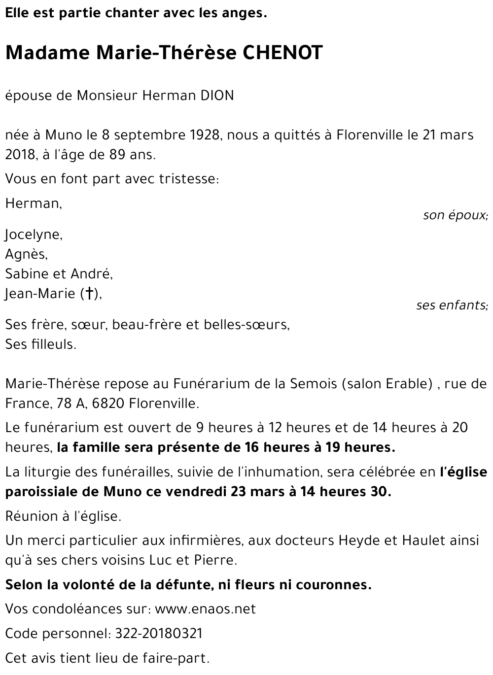 Marie-Thérèse CHENOT