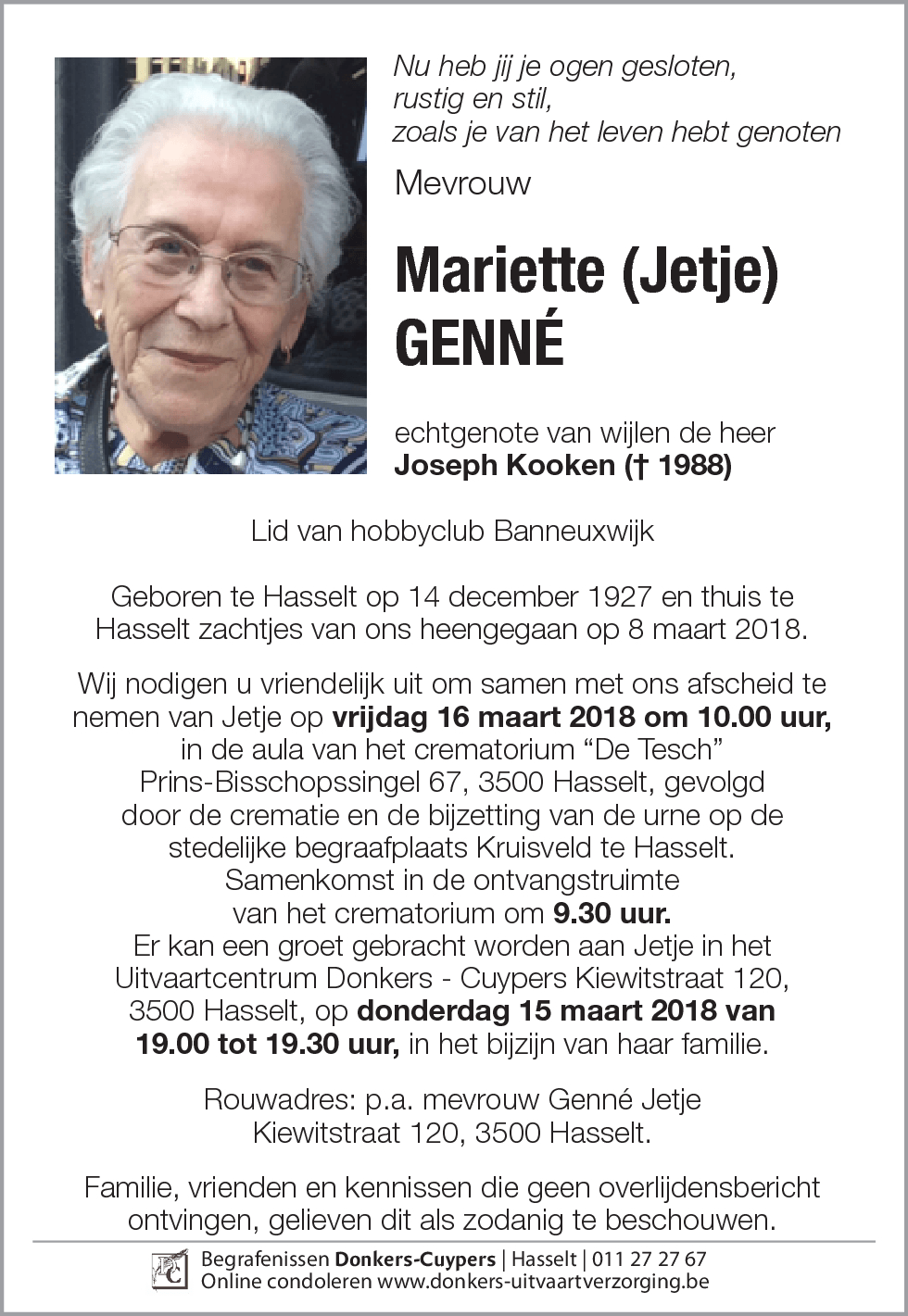 Mariette (Jetje) Genné