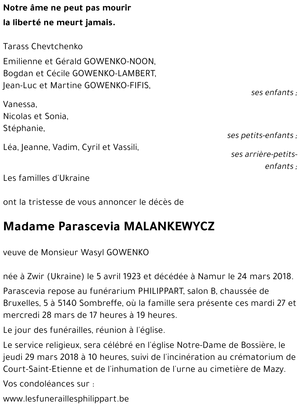 Parascevia MALANKEWYCZ