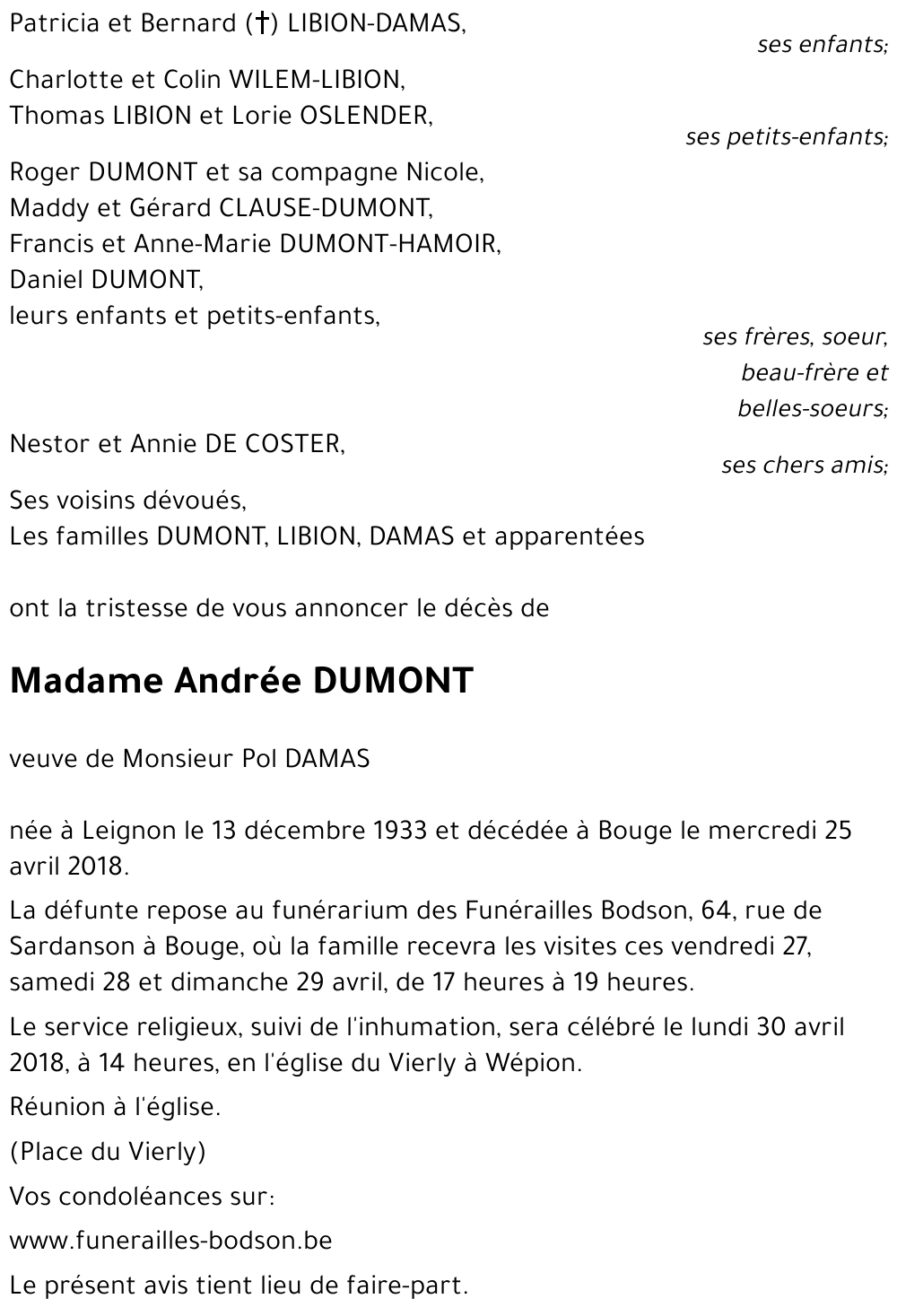 Andrée DUMONT