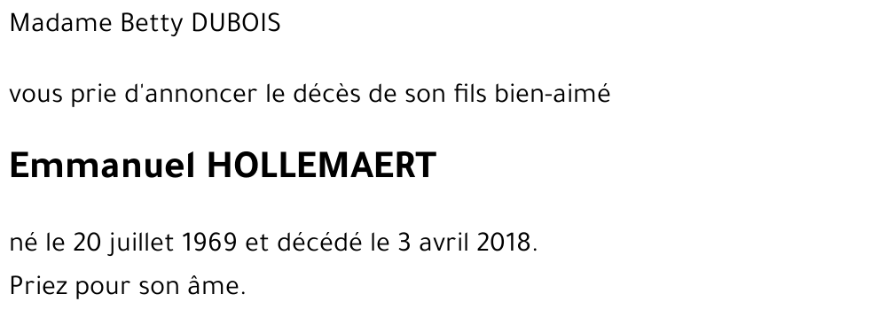 Emmanuel HOLLEMAERT