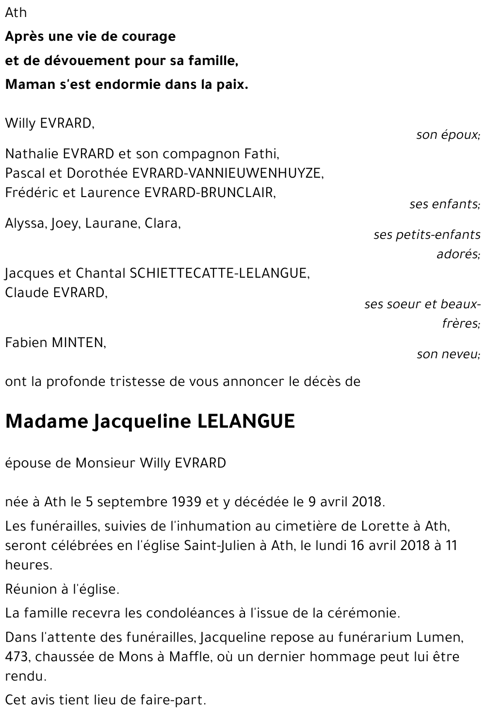 Jacqueline LELANGUE