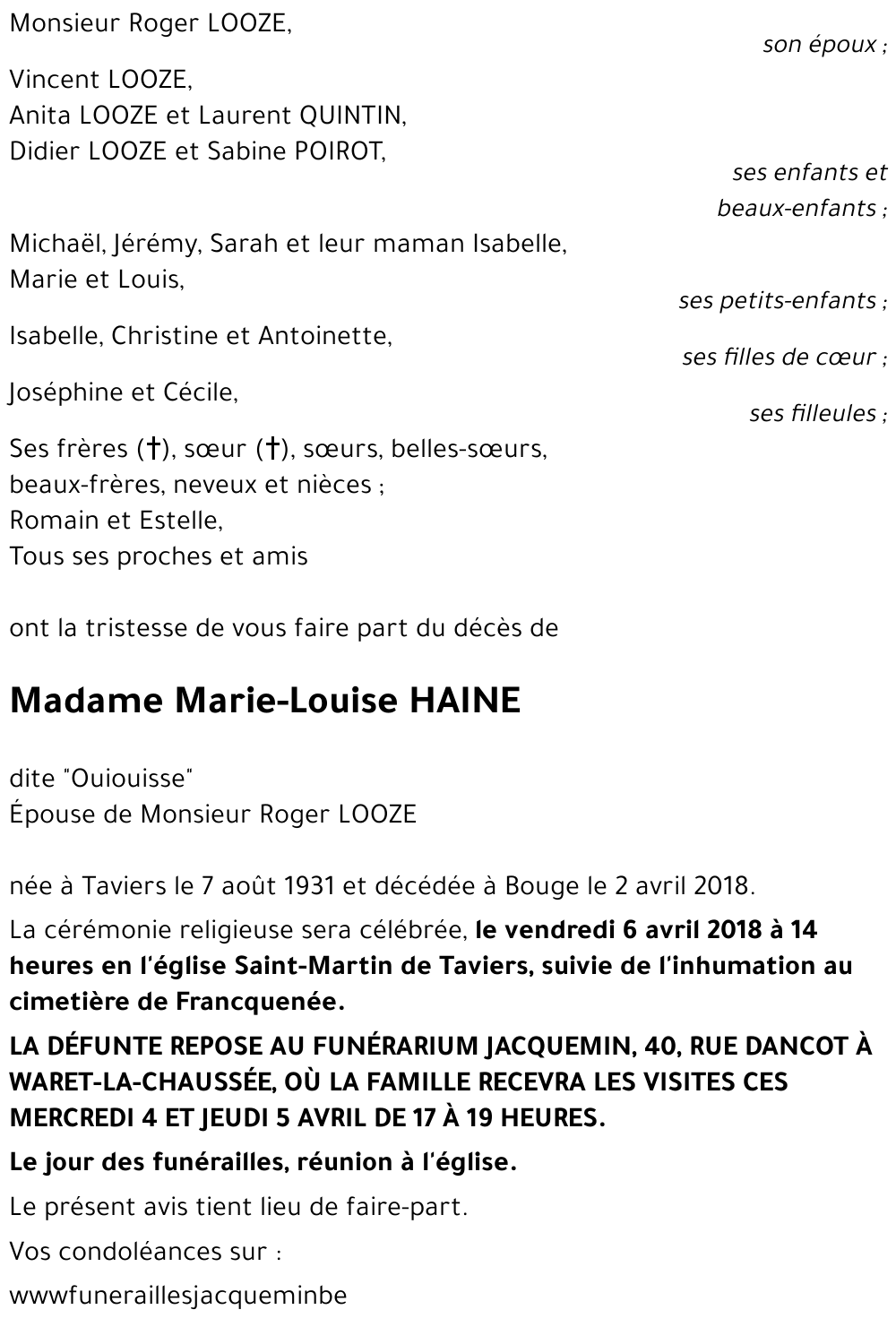 Marie-Louise HAINE