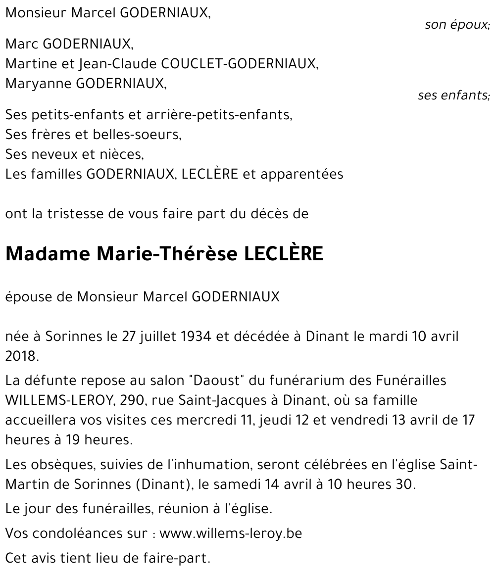 Marie-Thérèse LECLÈRE