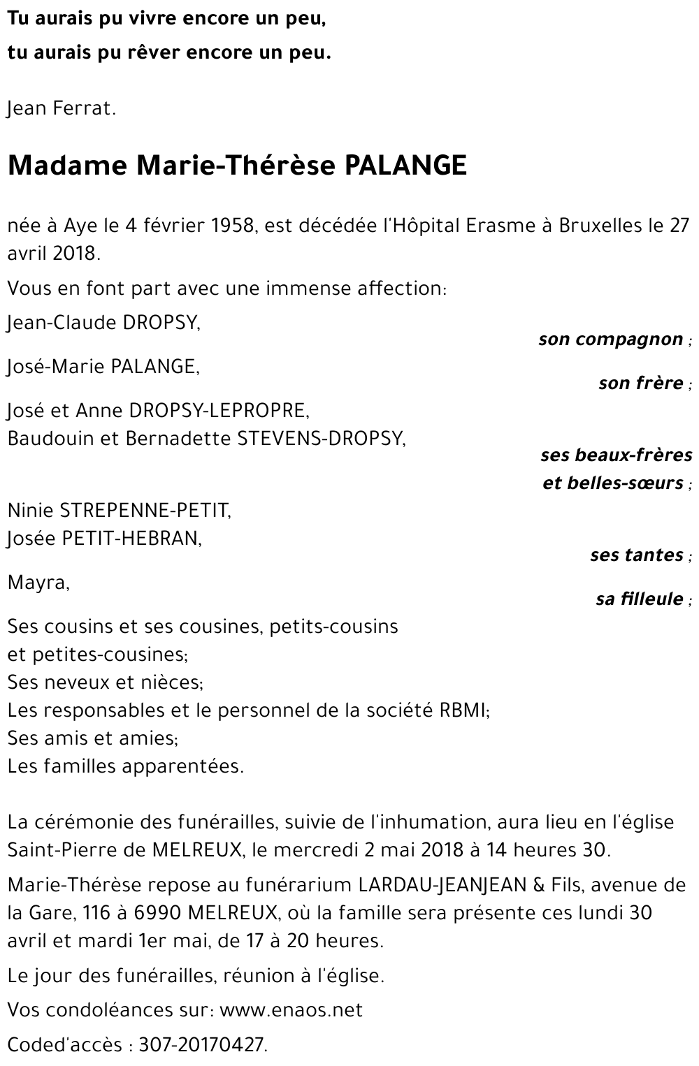 Marie-Thérèse PALANGE