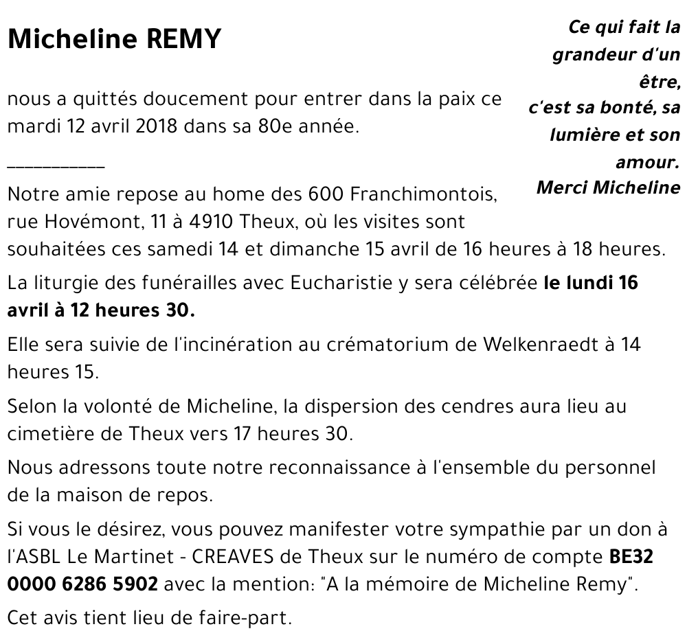 Micheline REMY
