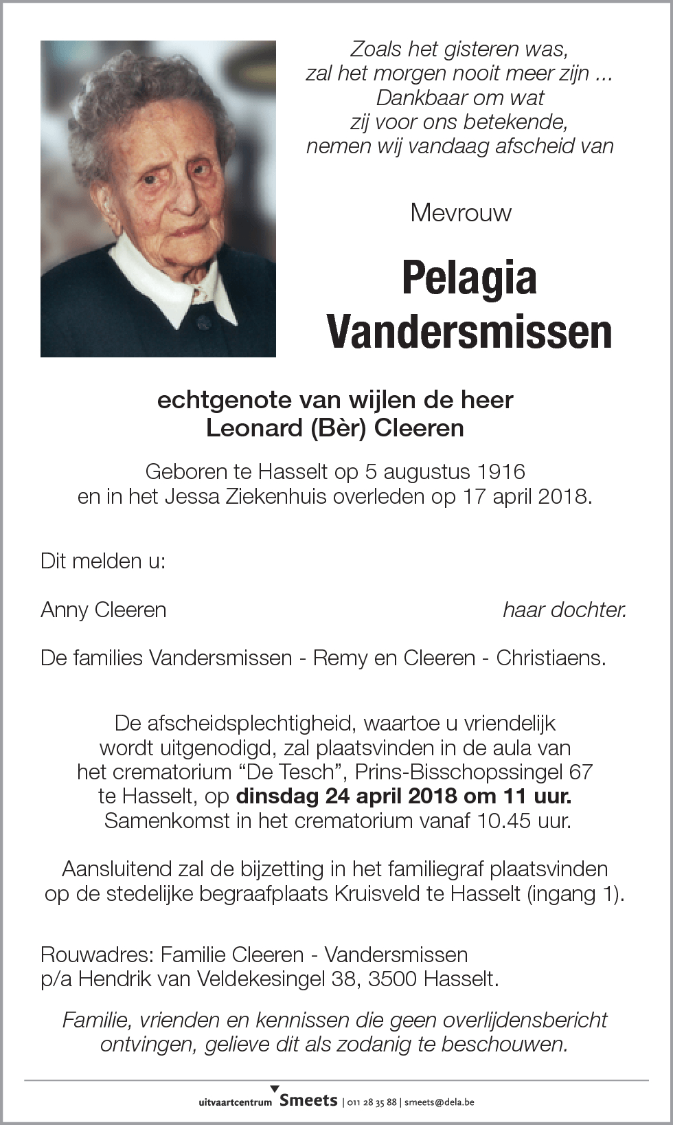 Pelagia Vandersmissen