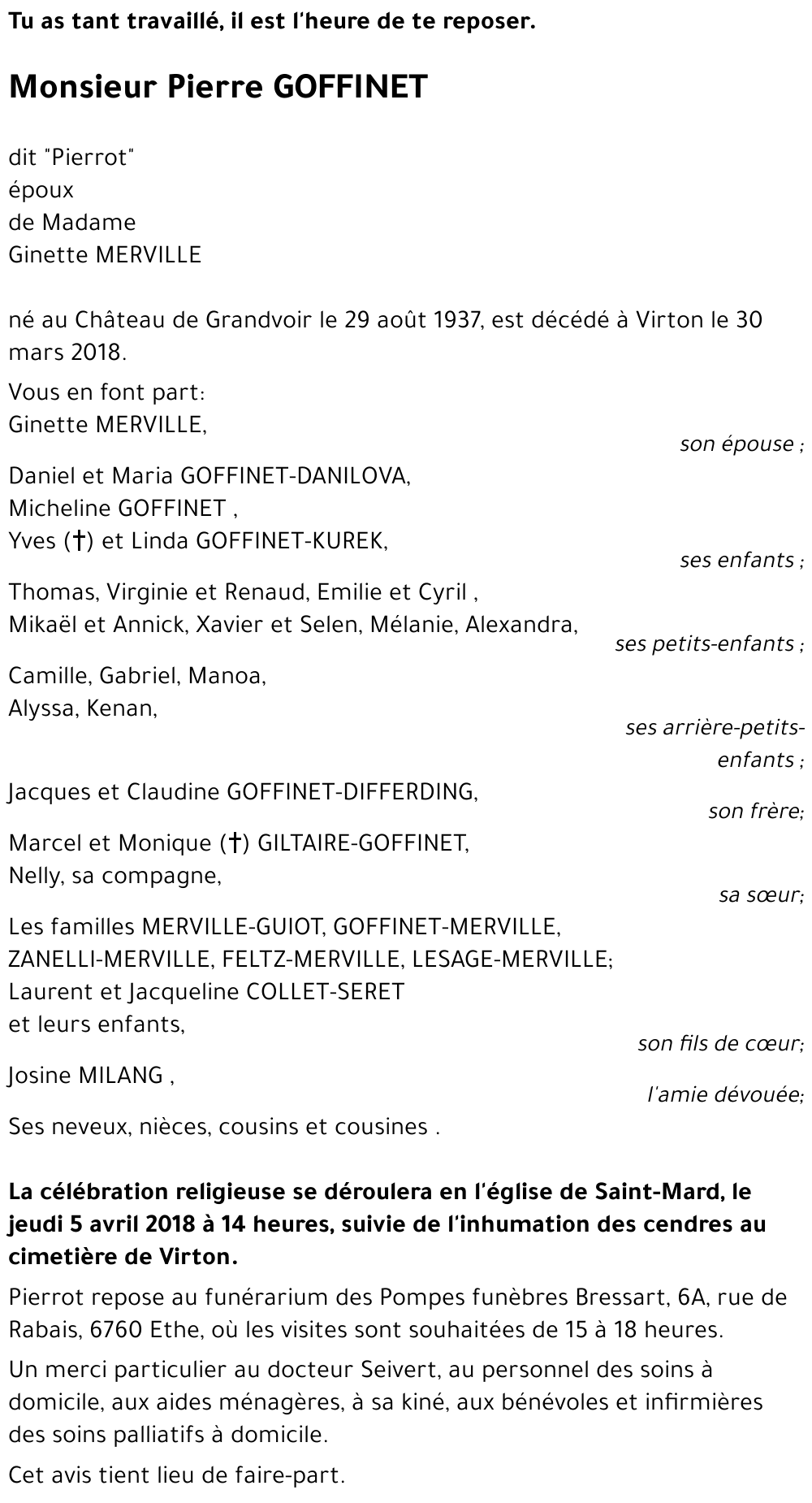 Pierre GOFFINET dit « Pierrot » 