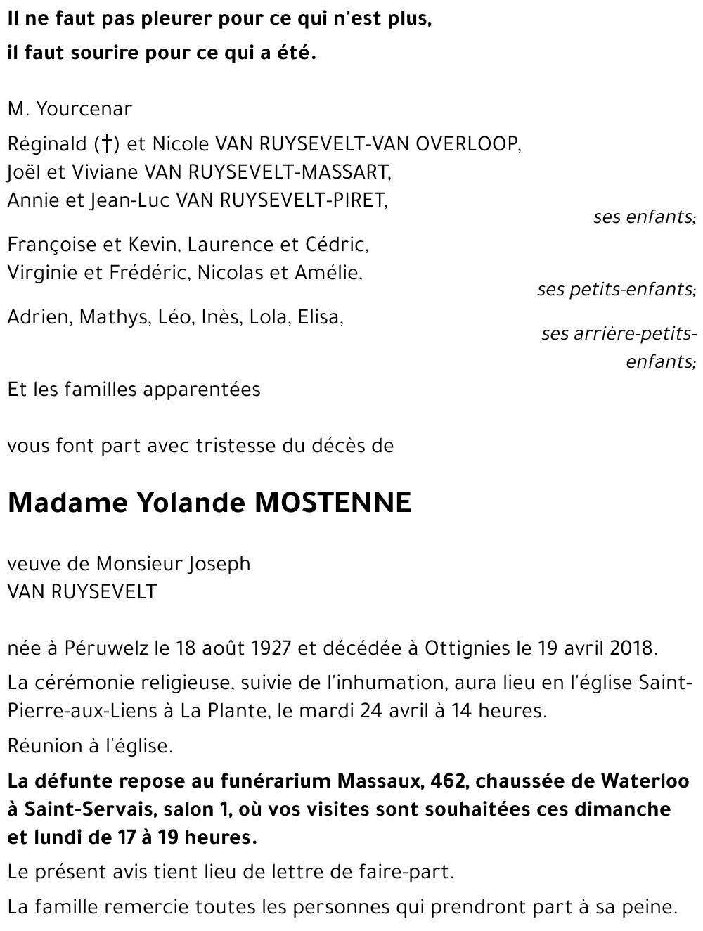 Yolande MOSTENNE