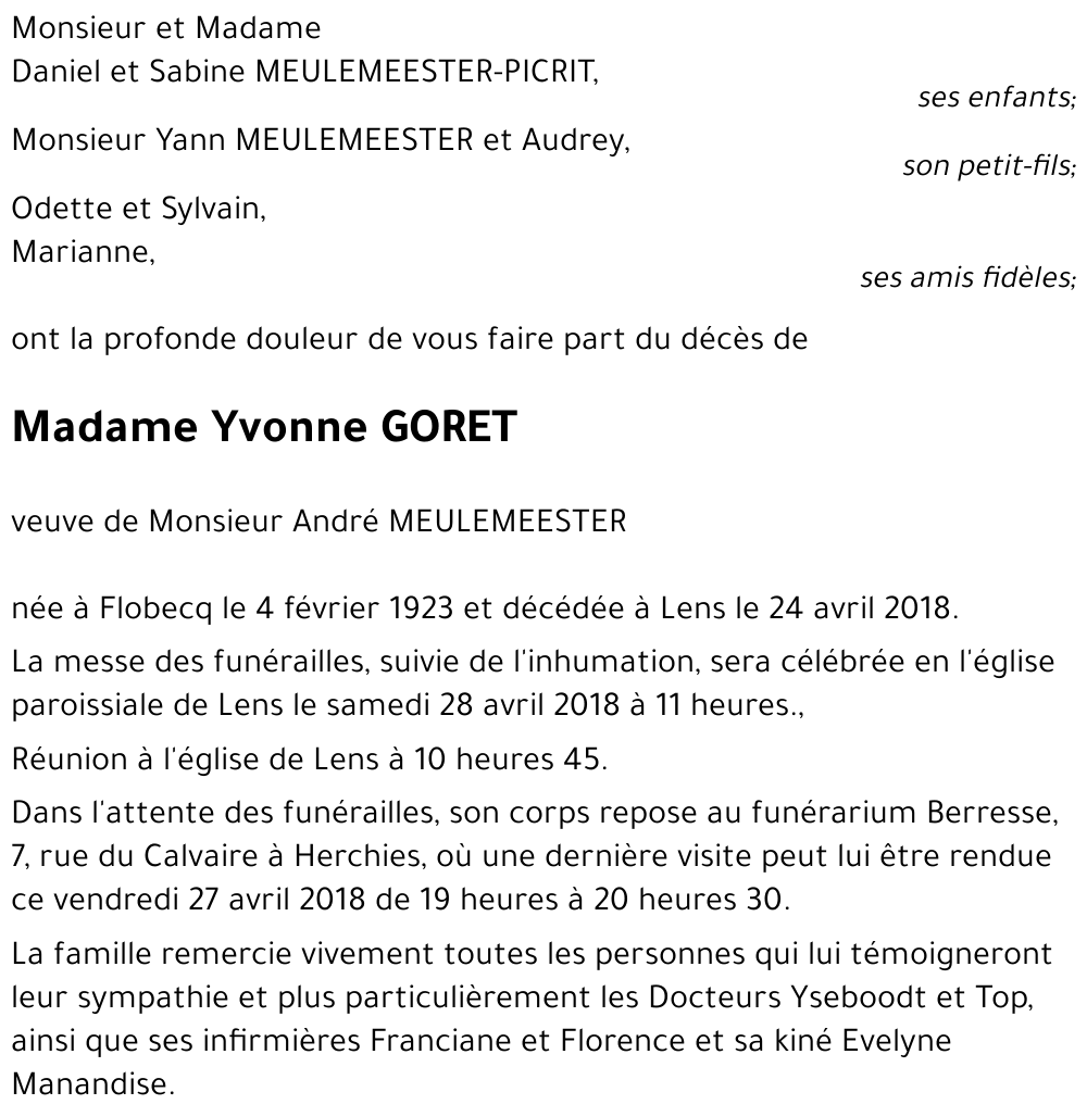 Yvonne GORET