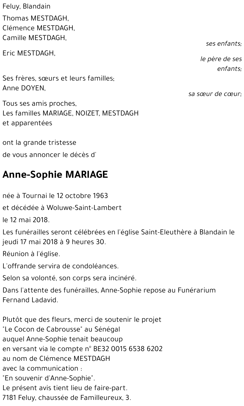 Anne-Sophie MARIAGE