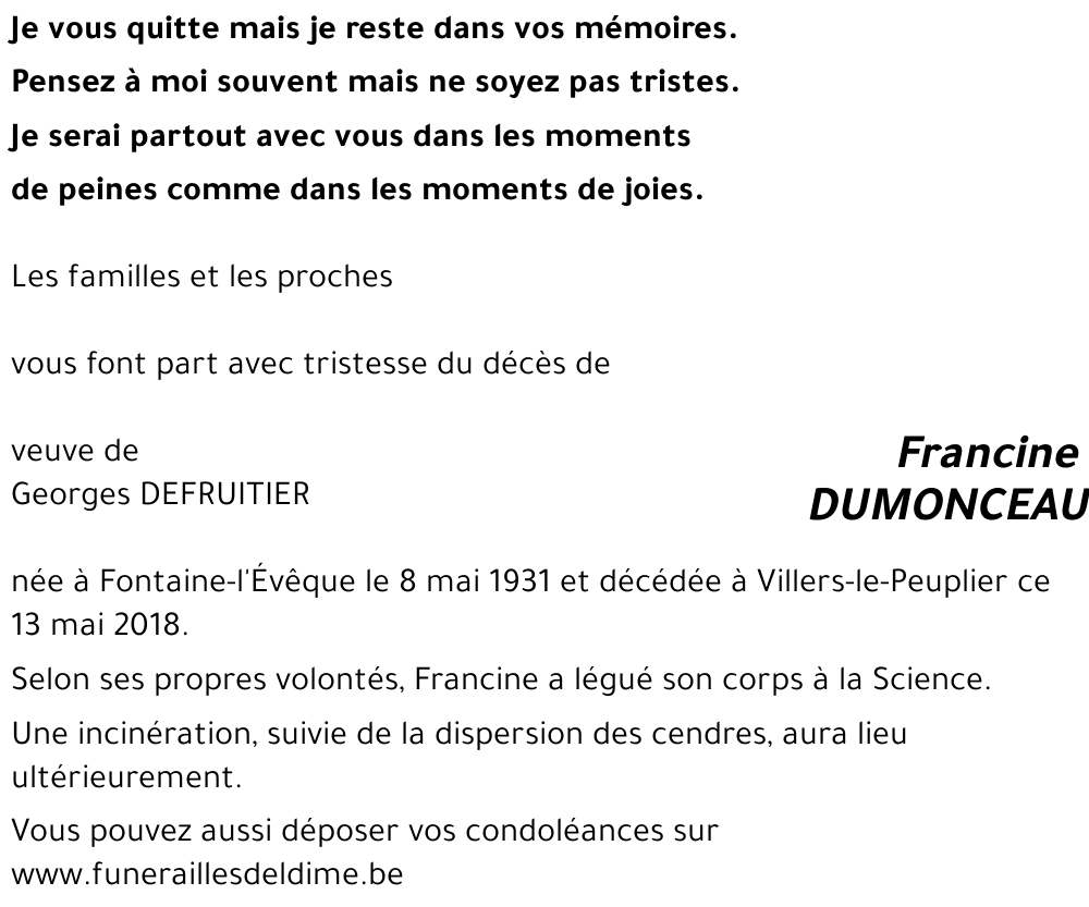 Francine DUMONCEAU