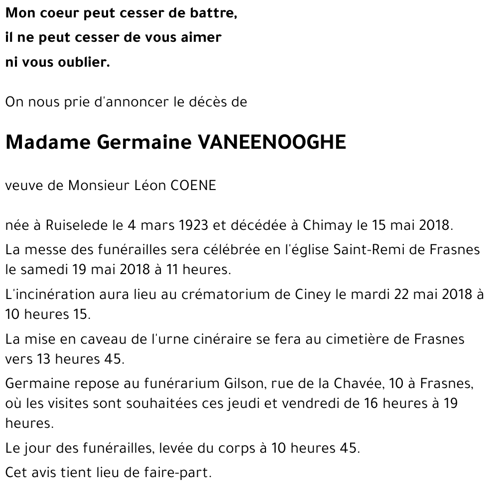 Germaine VANEENOOGHE