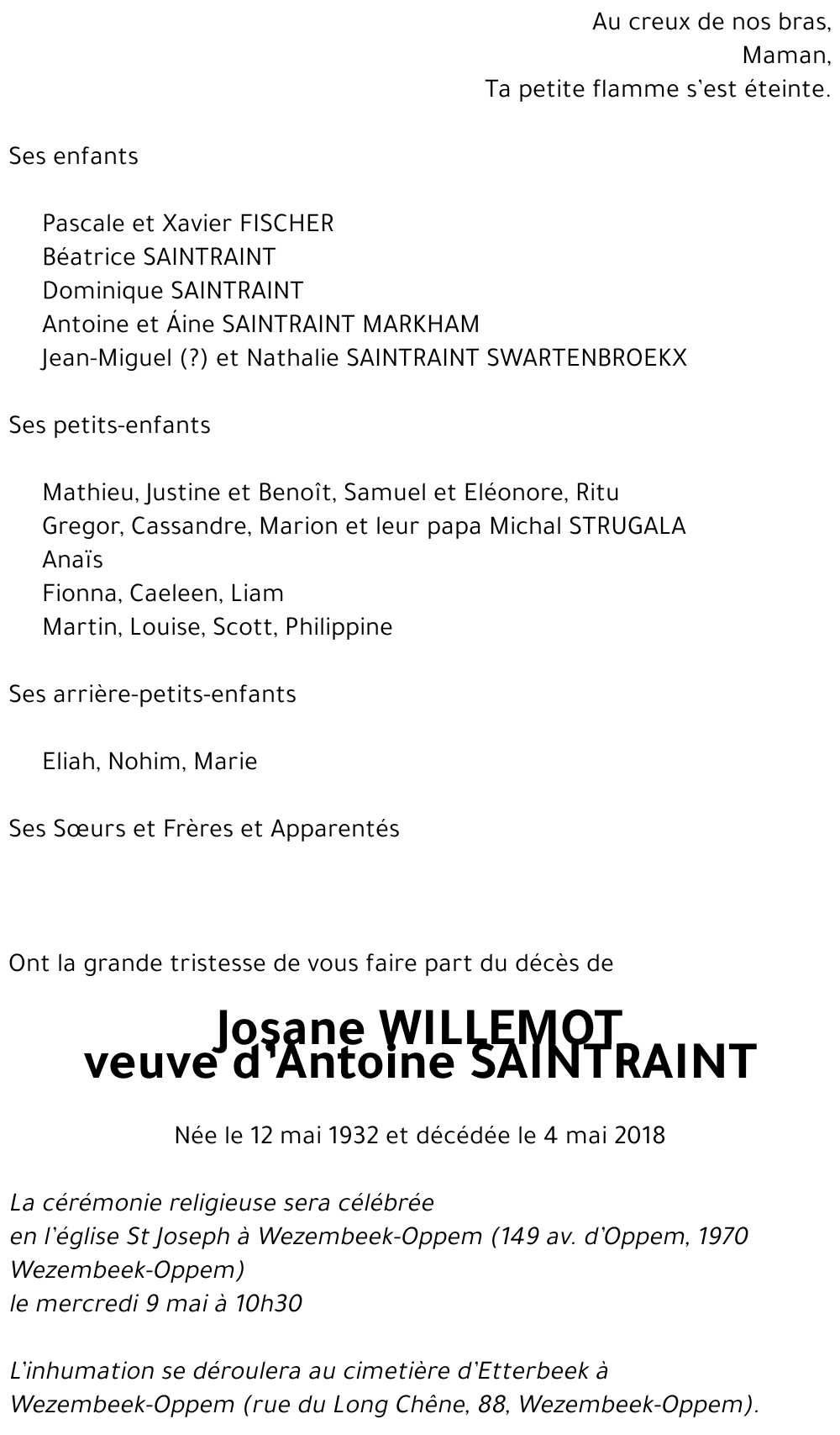 Josane WILLEMOT - SAINTRAINT