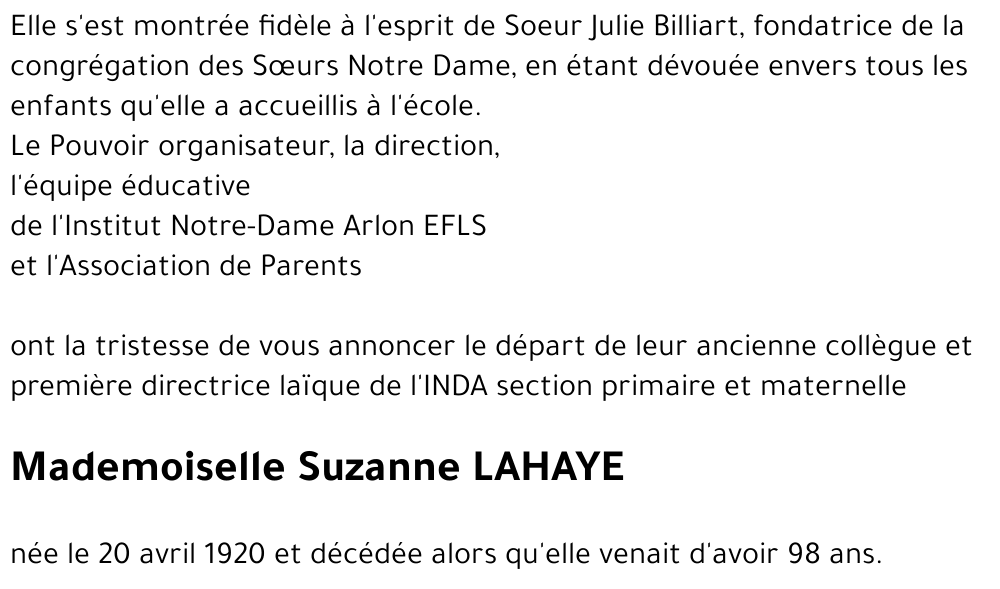 Suzanne LAHAYE