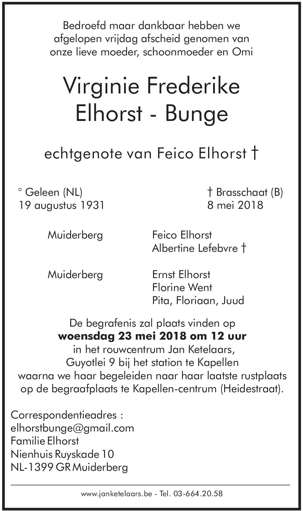 Virginie Frederike Elhorst-Bunge