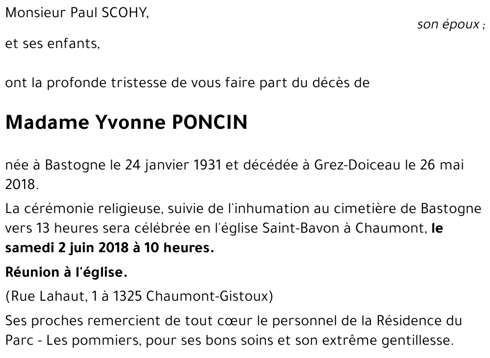 Yvonne PONCIN