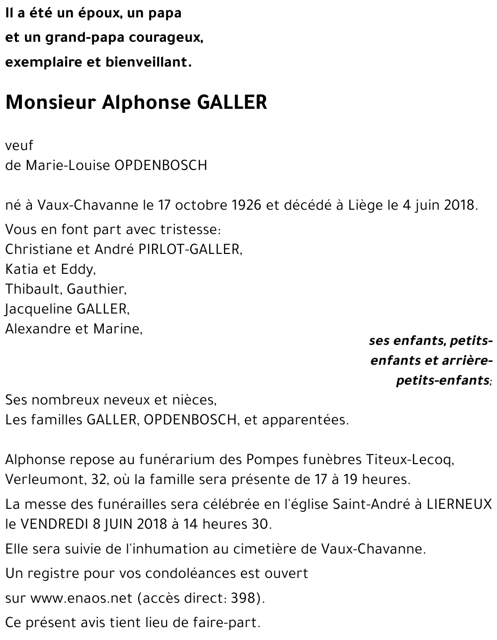 Alphonse GALLER