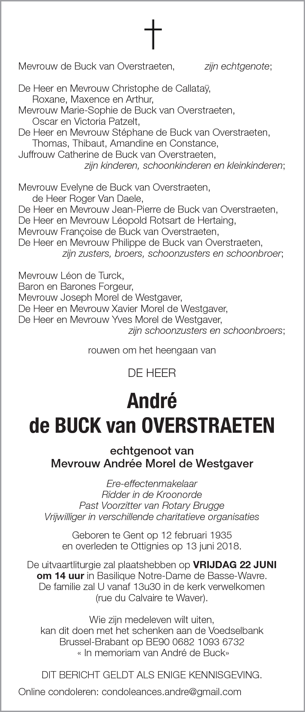 André de Buck van Overstraeten