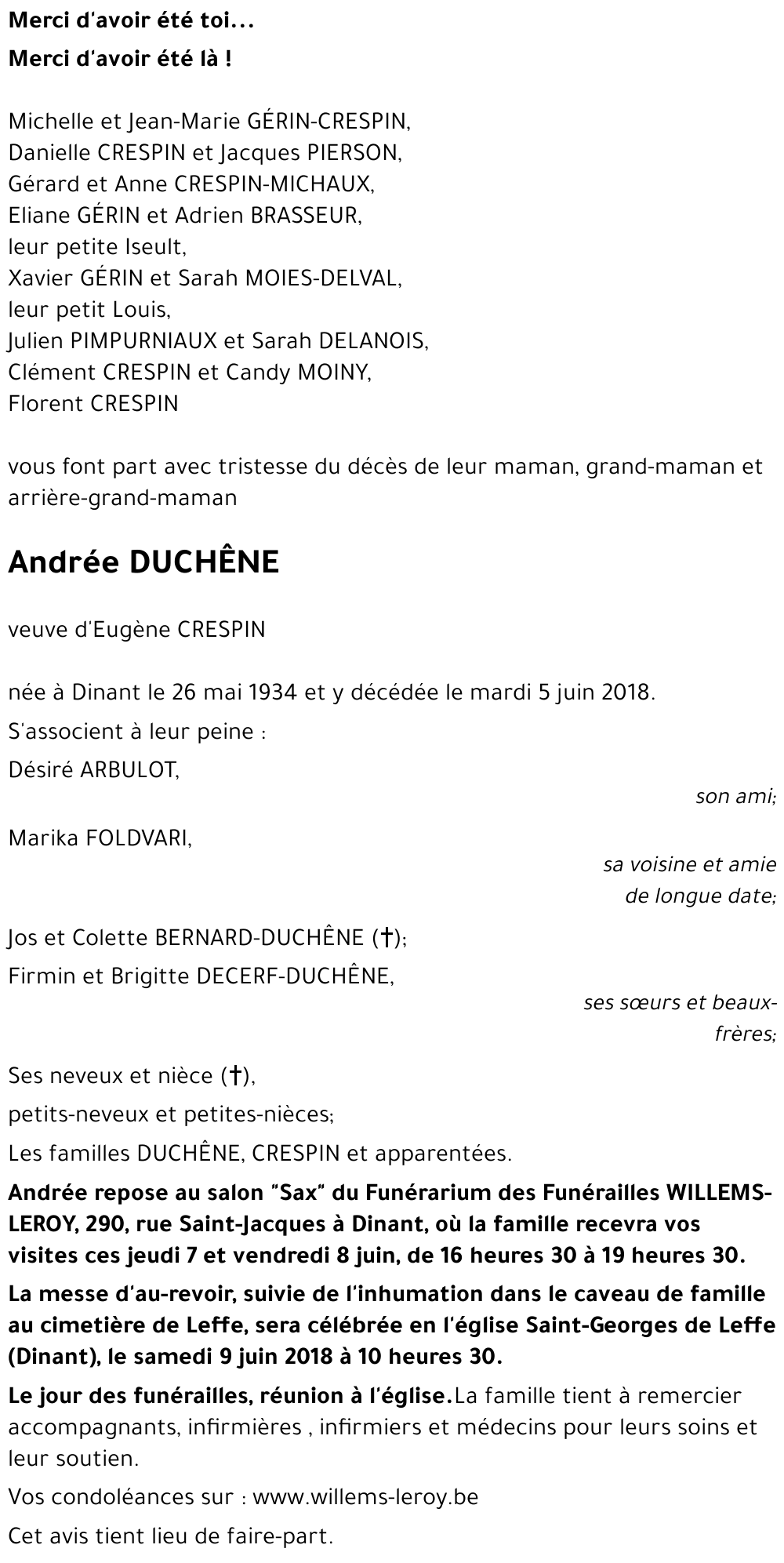 Andrée DUCHÊNE