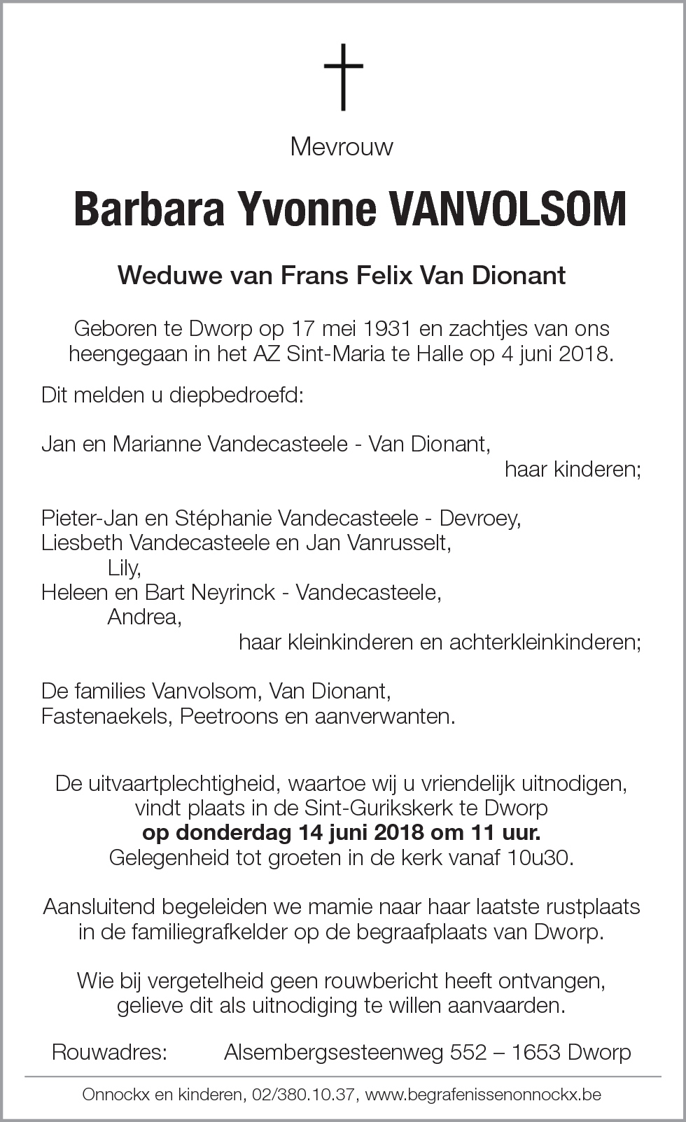 Barbara Yvonne Vanvolsom