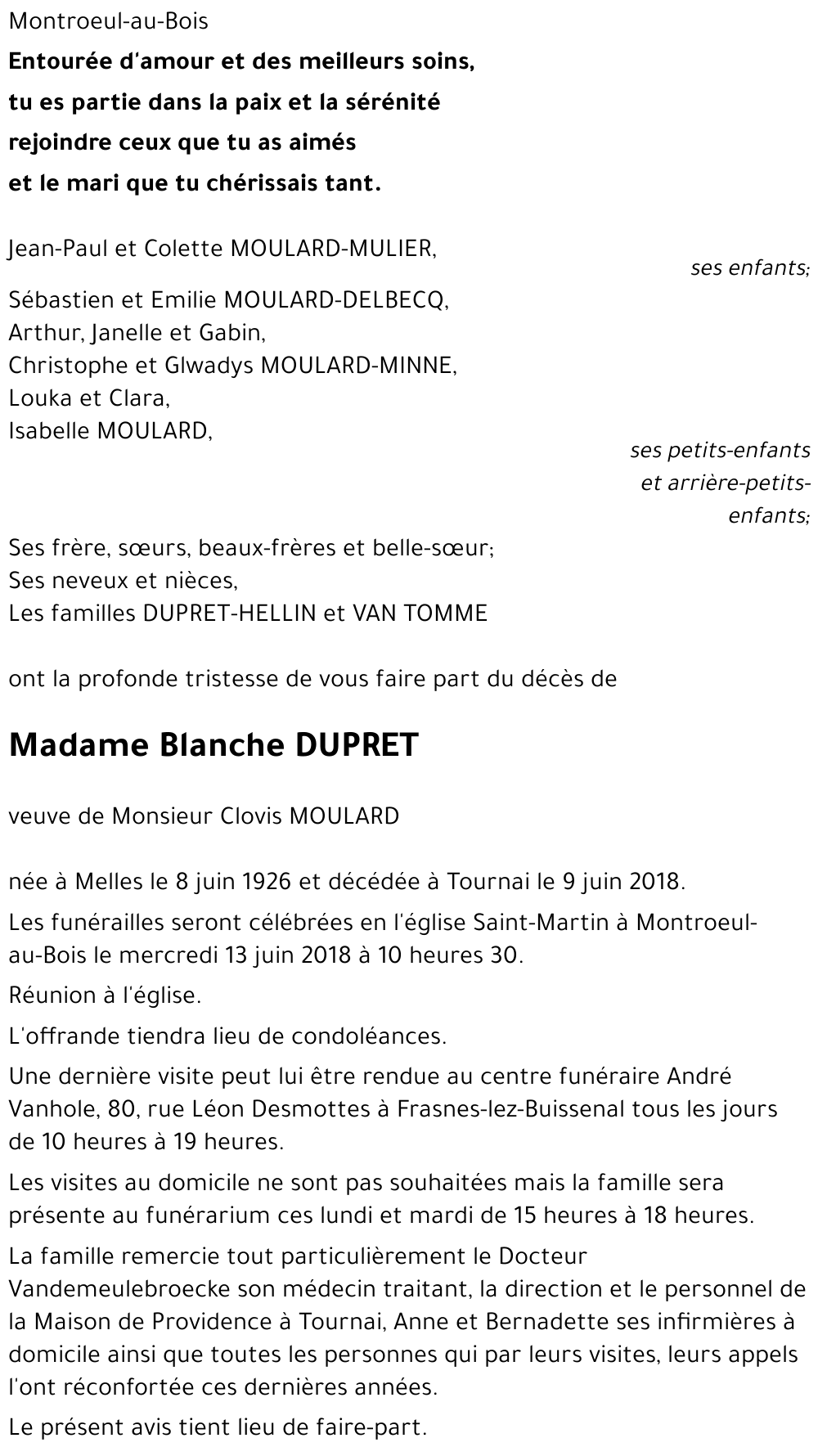 Blanche DUPRET