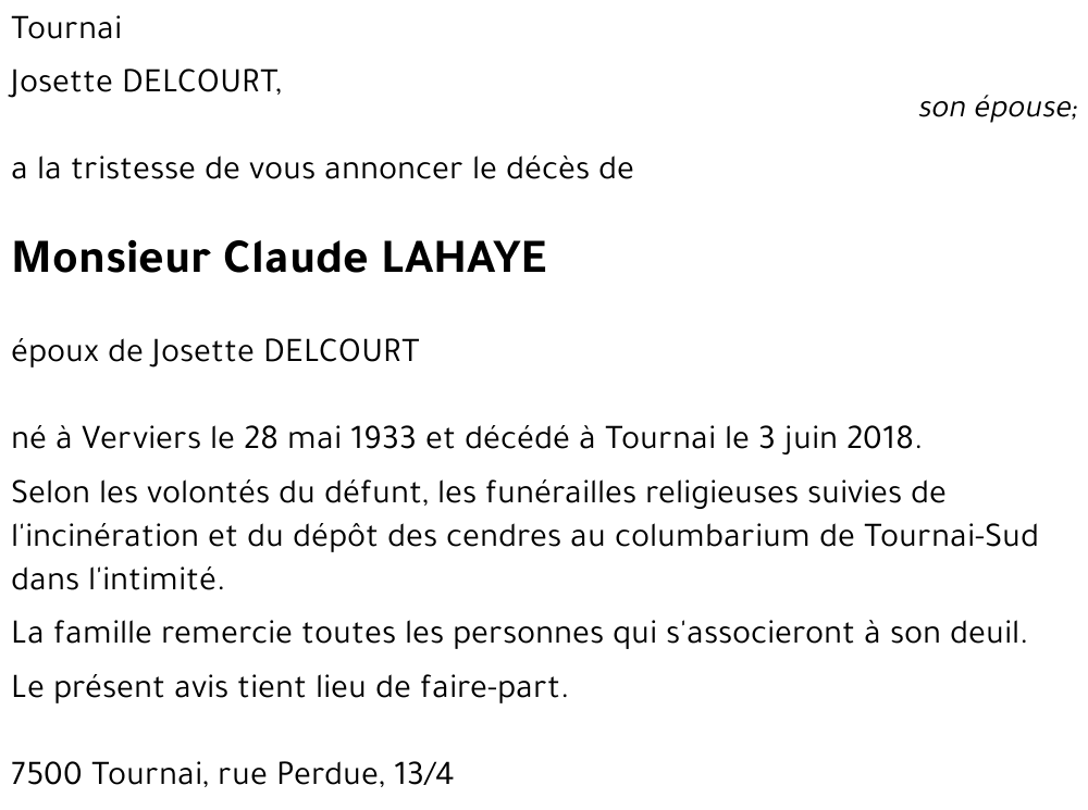 Claude LAHAYE