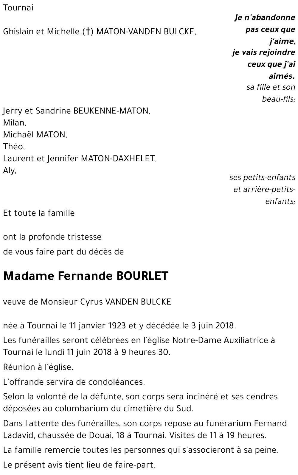 Fernande BOURLET