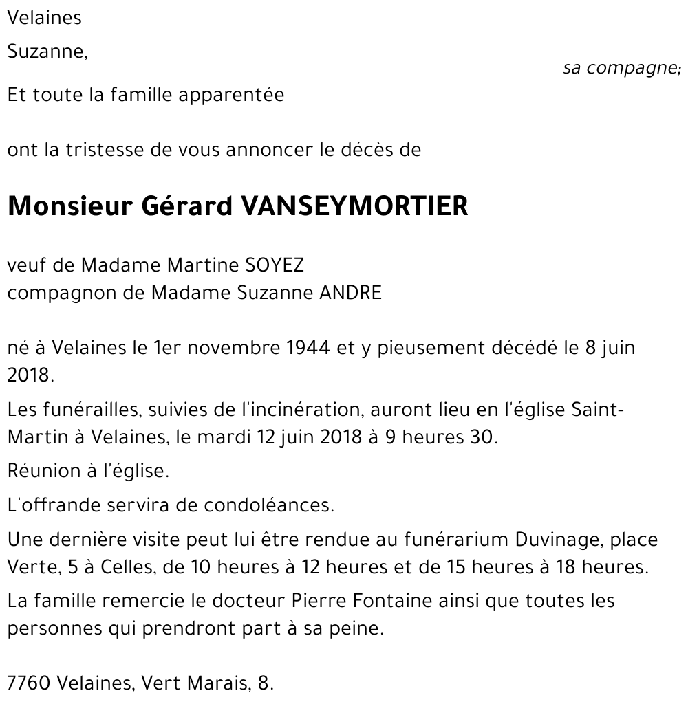 Gérard VANSEYMORTIER