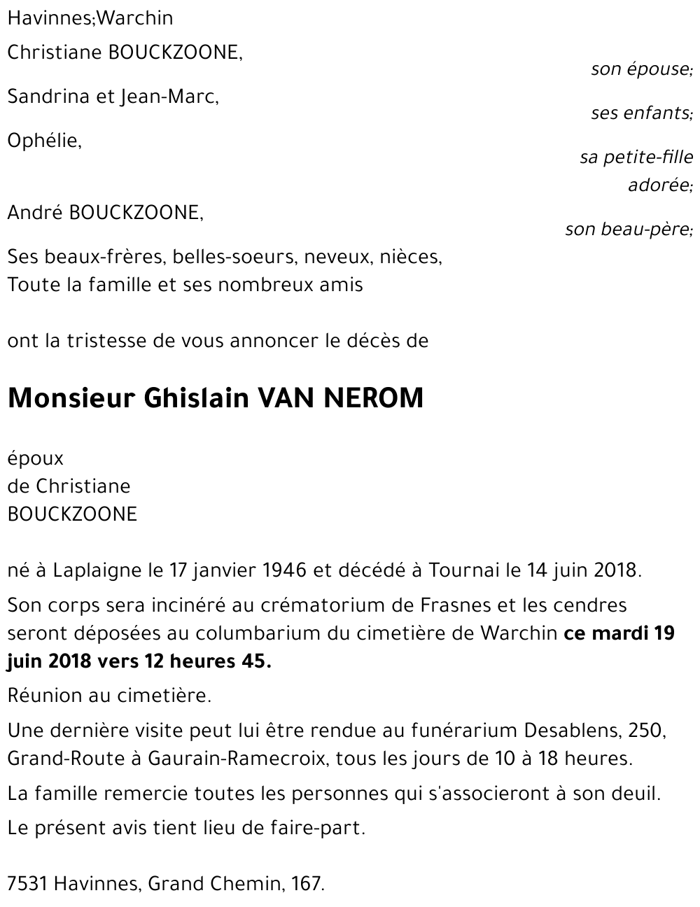Ghislain VAN NEROM