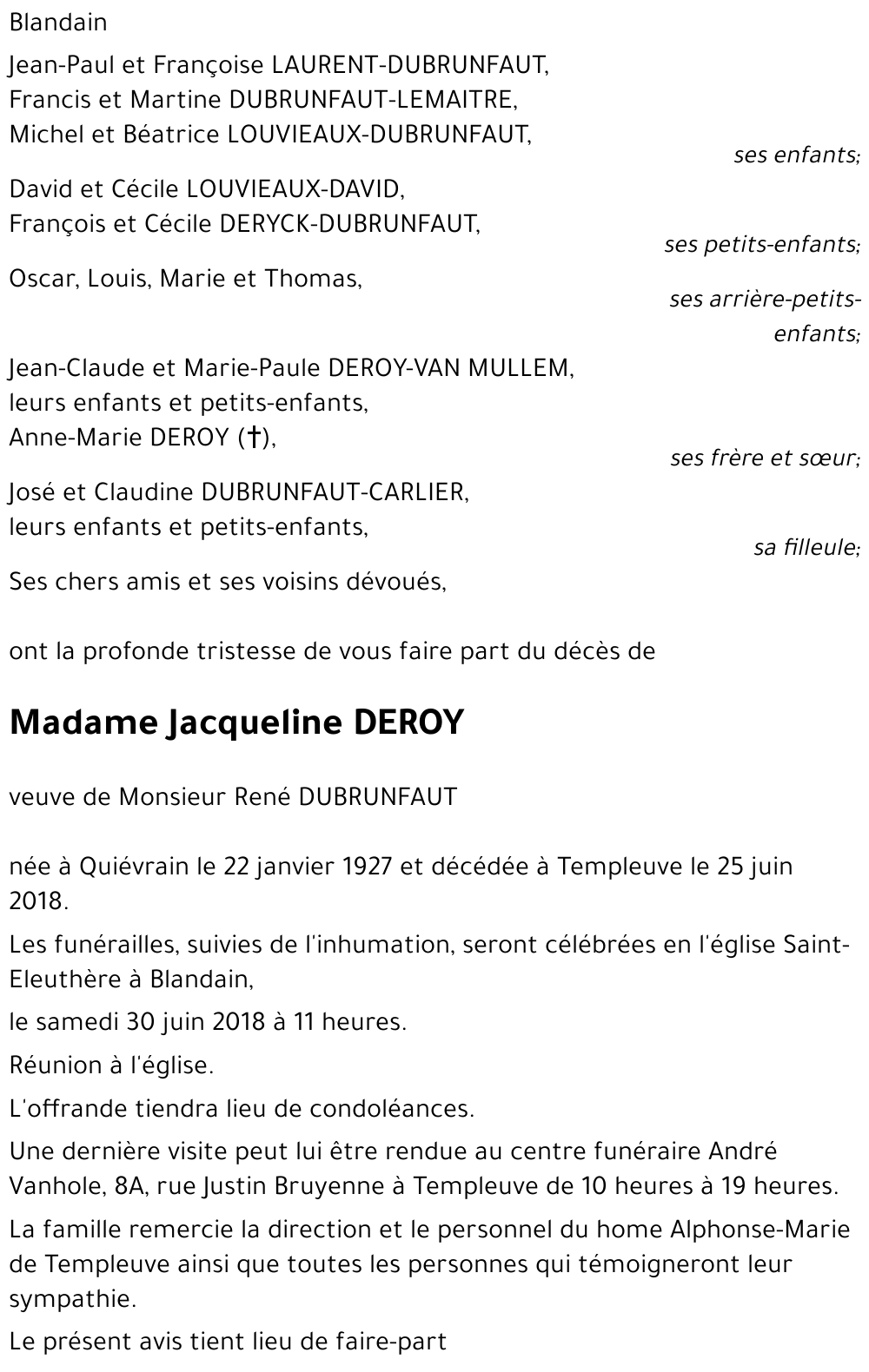 Jacqueline DEROY