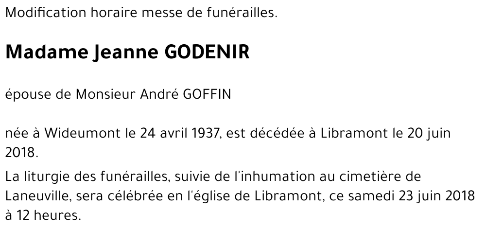 Jeanne GODENIR