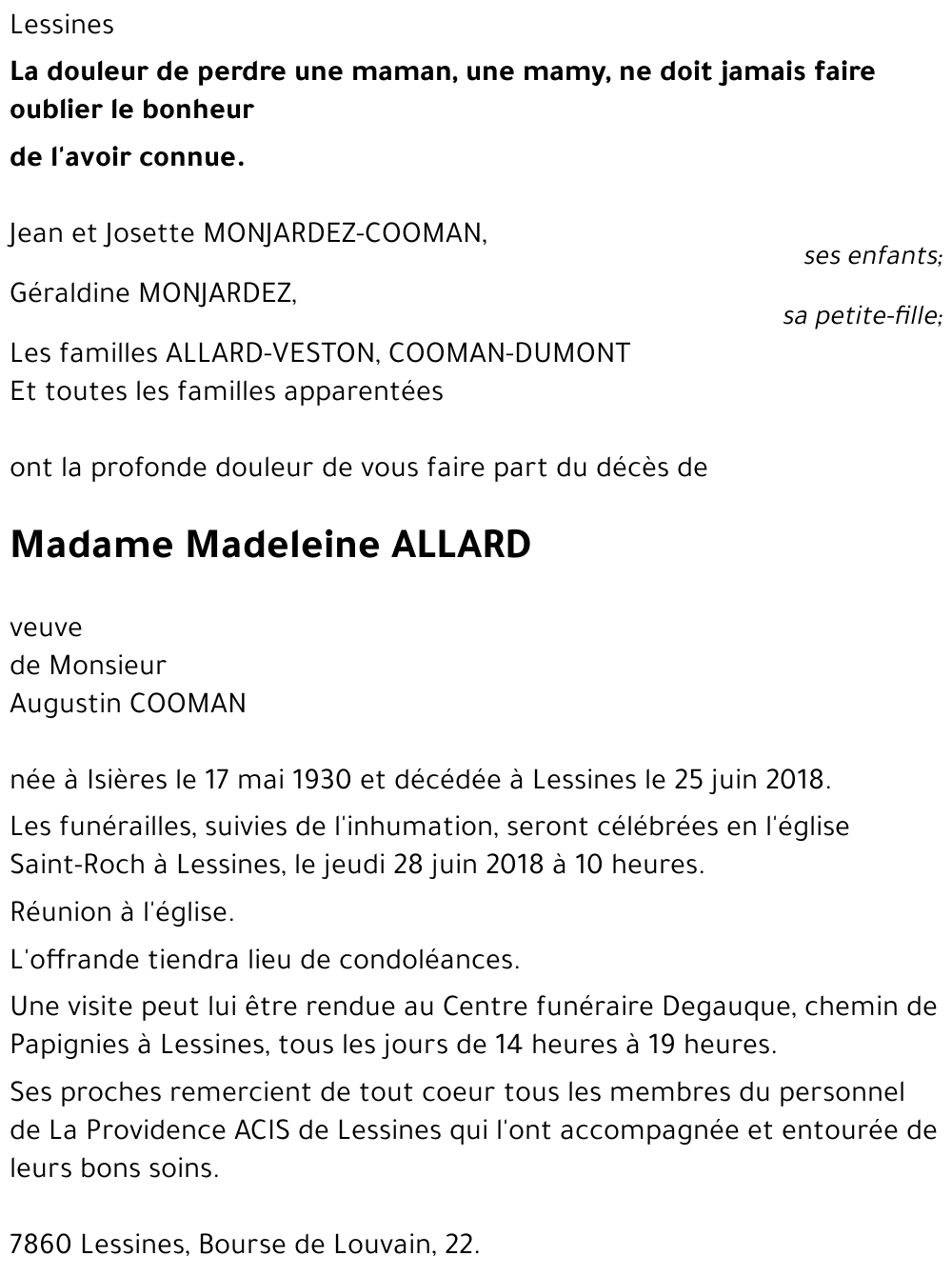 Madeleine ALLARD