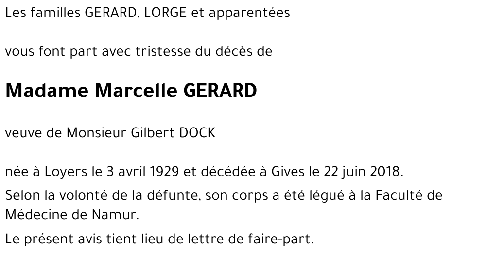 Marcelle GERARD