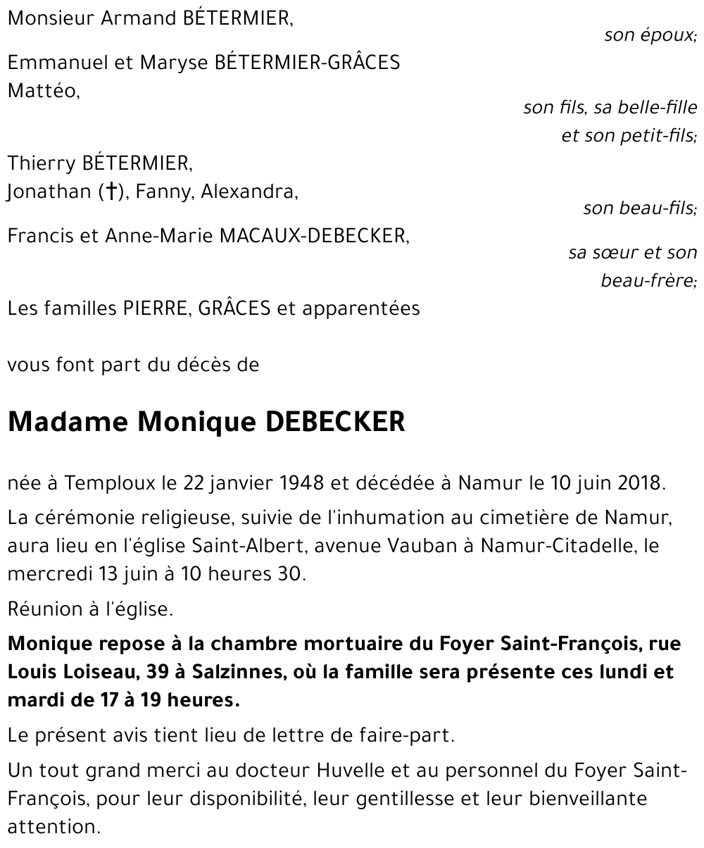 Monique DEBECKER