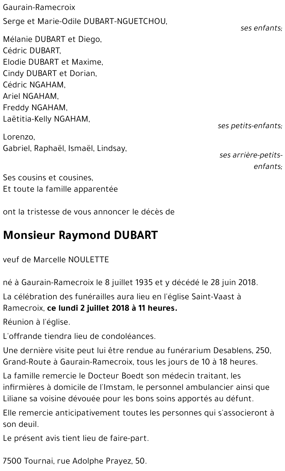 Raymond DUBART