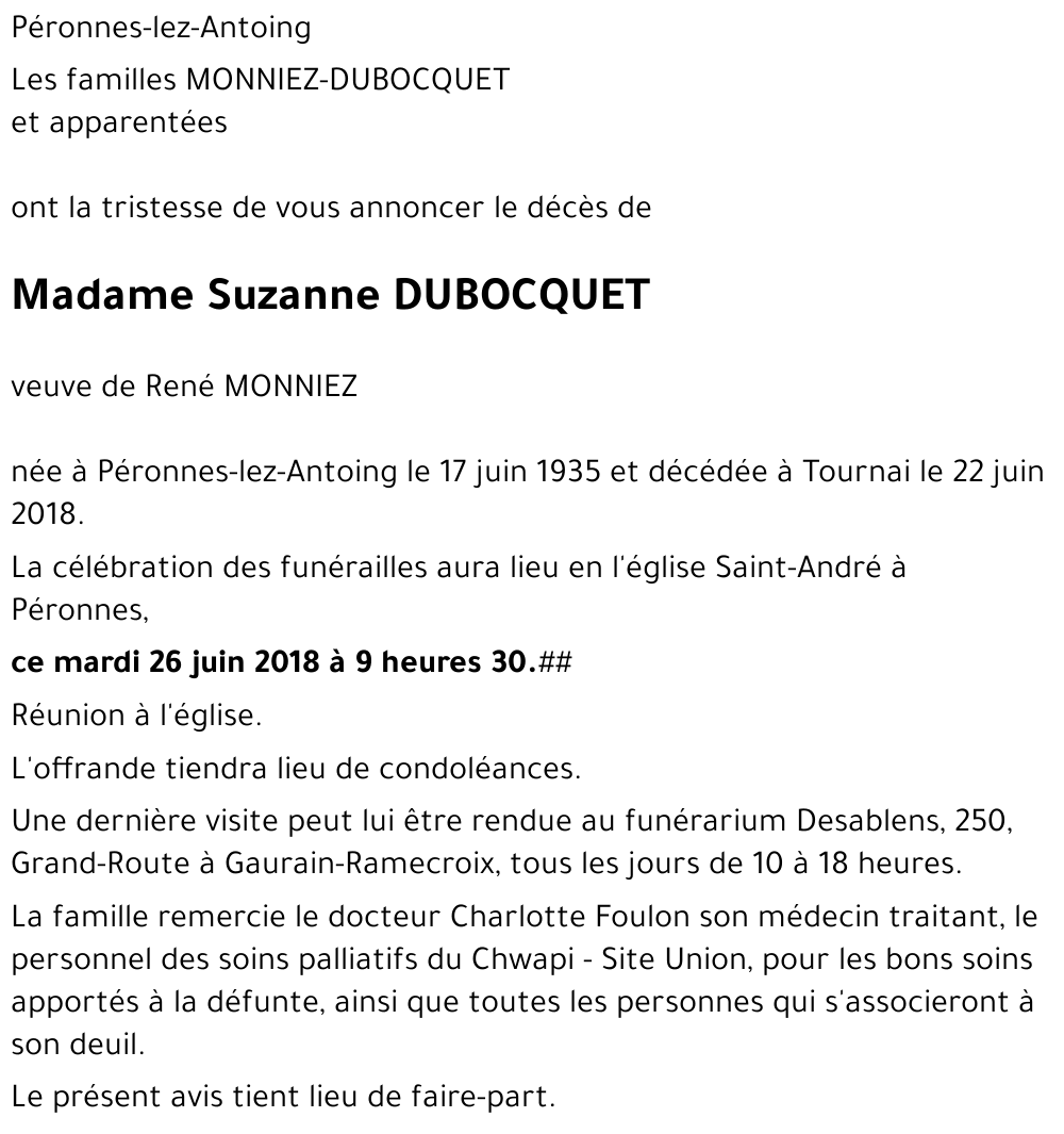 Suzanne DUBOCQUET