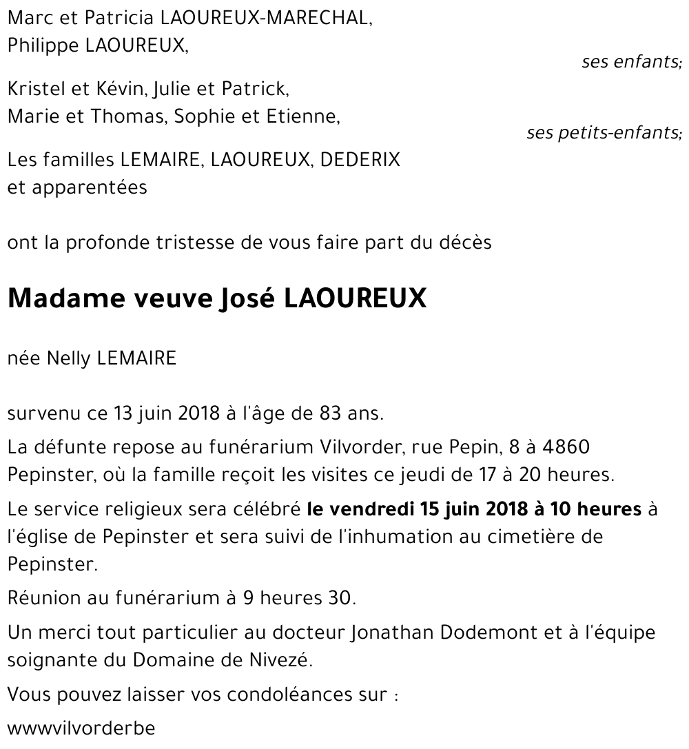veuve José Laoureux