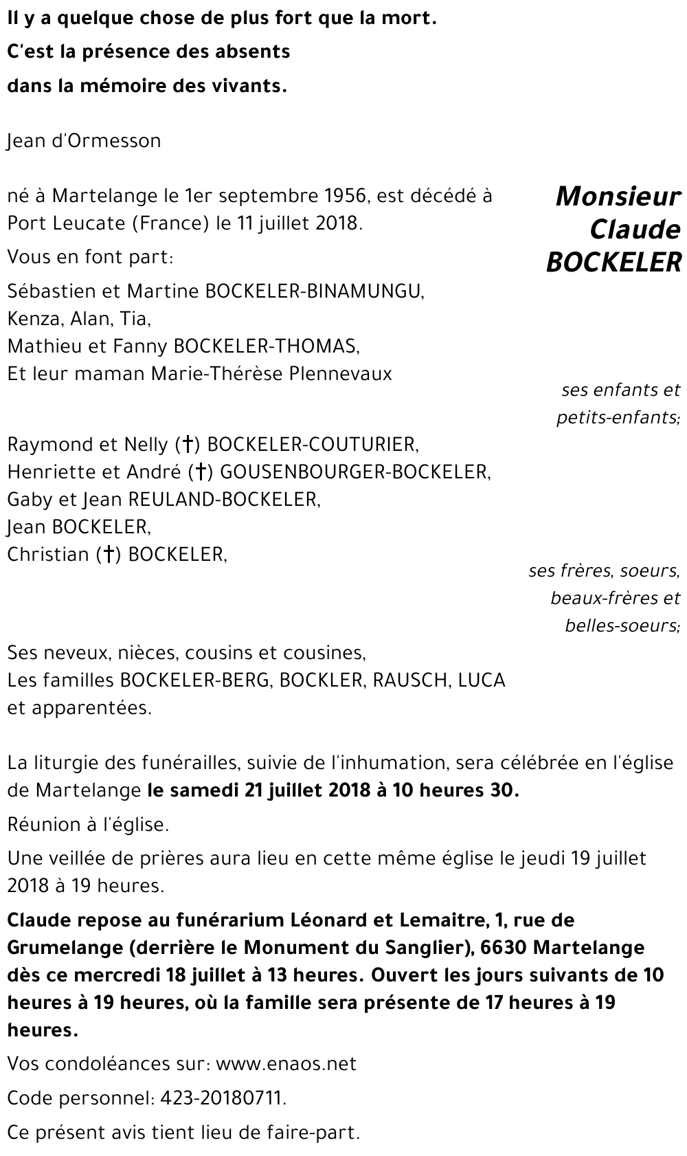 Claude BOCKELER