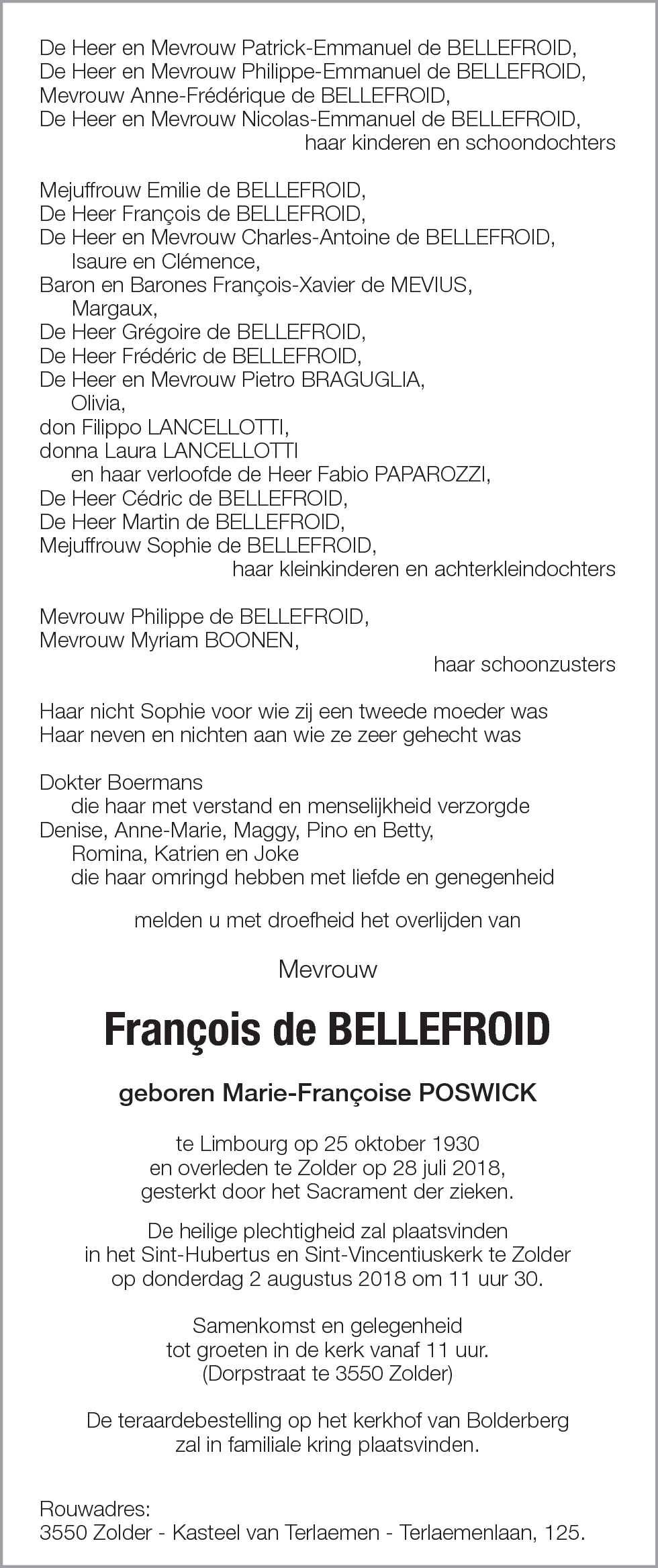 François de BELLEFROID