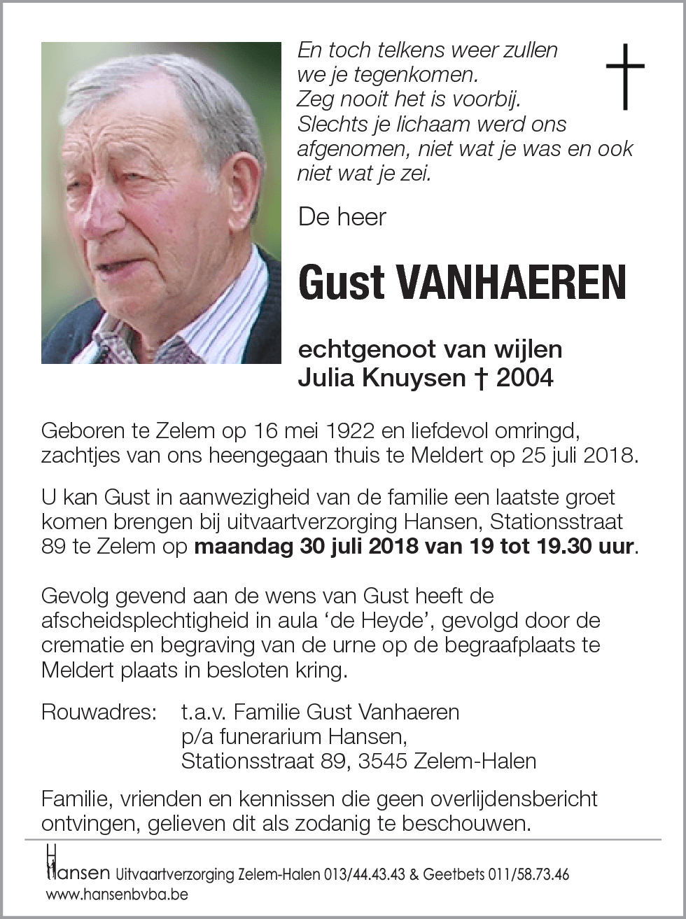 Gust VANHAEREN