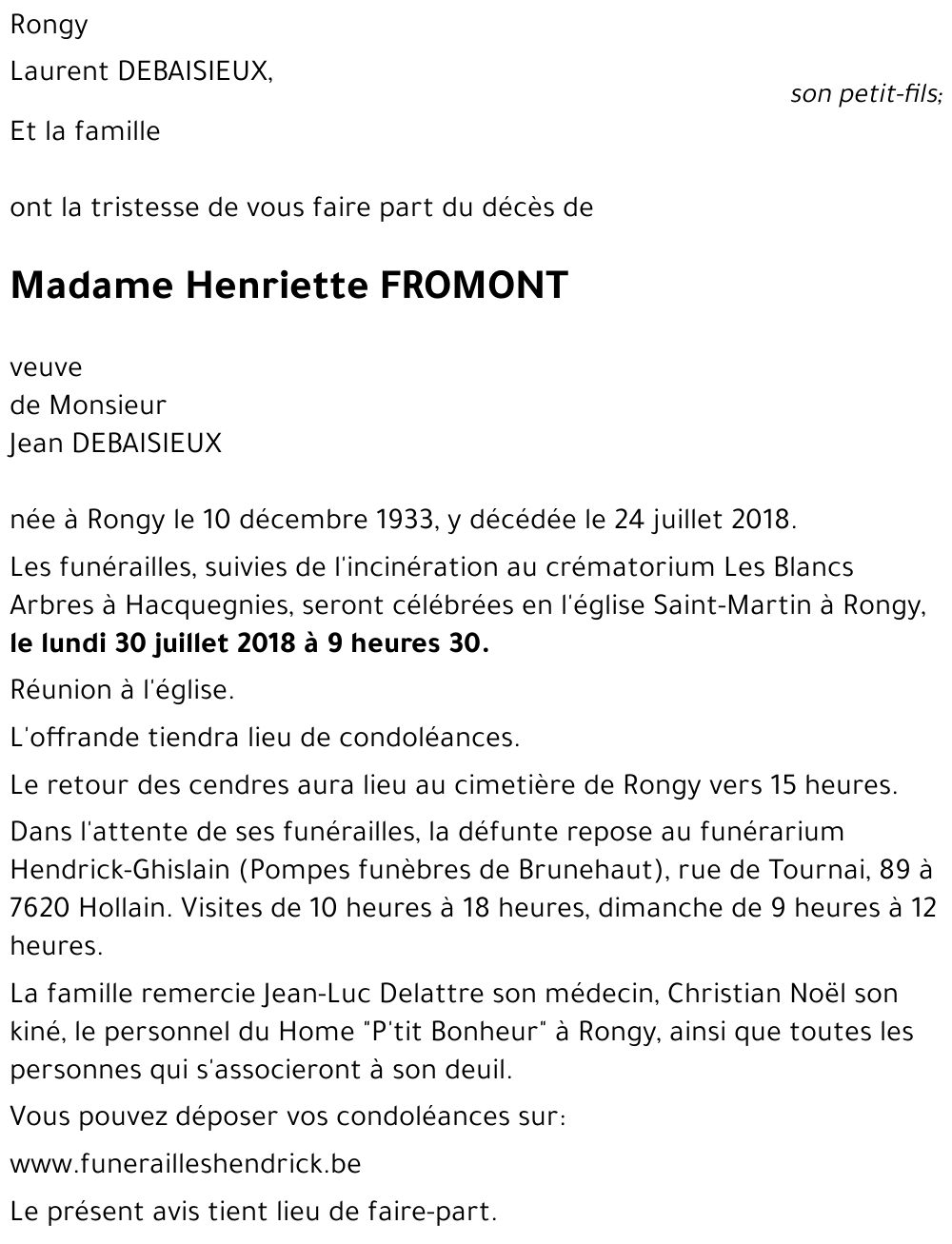 Henriette FROMONT