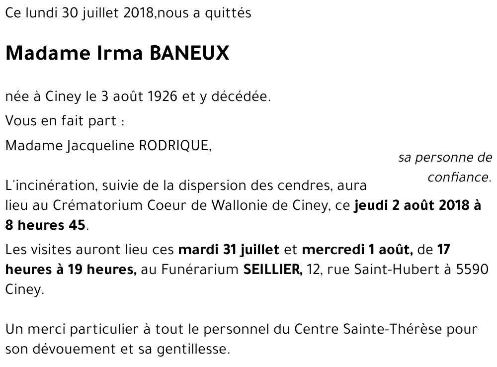 Irma BANEUX