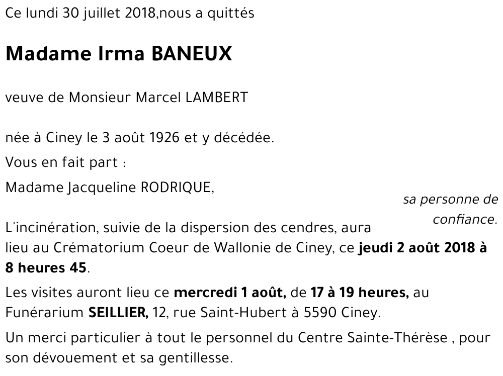 Irma BANEUX