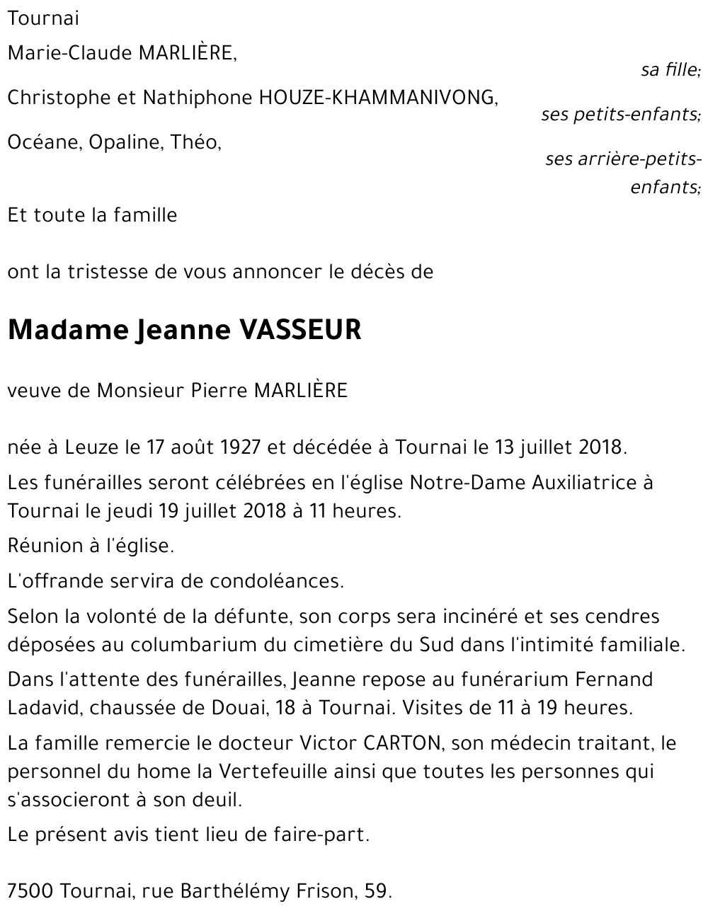 Jeanne VASSEUR