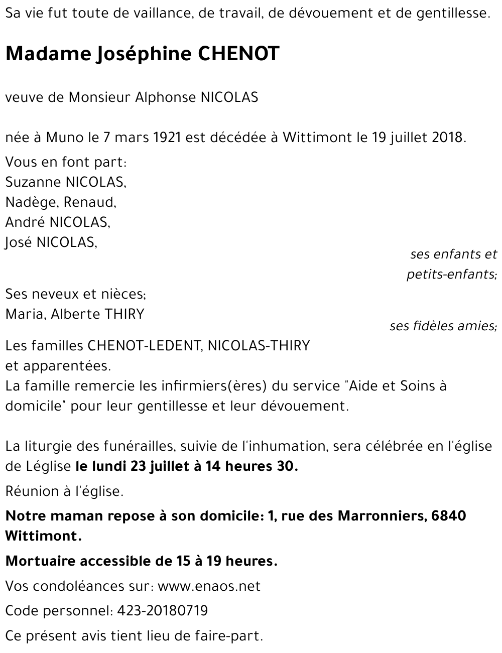 Joséphine CHENOT