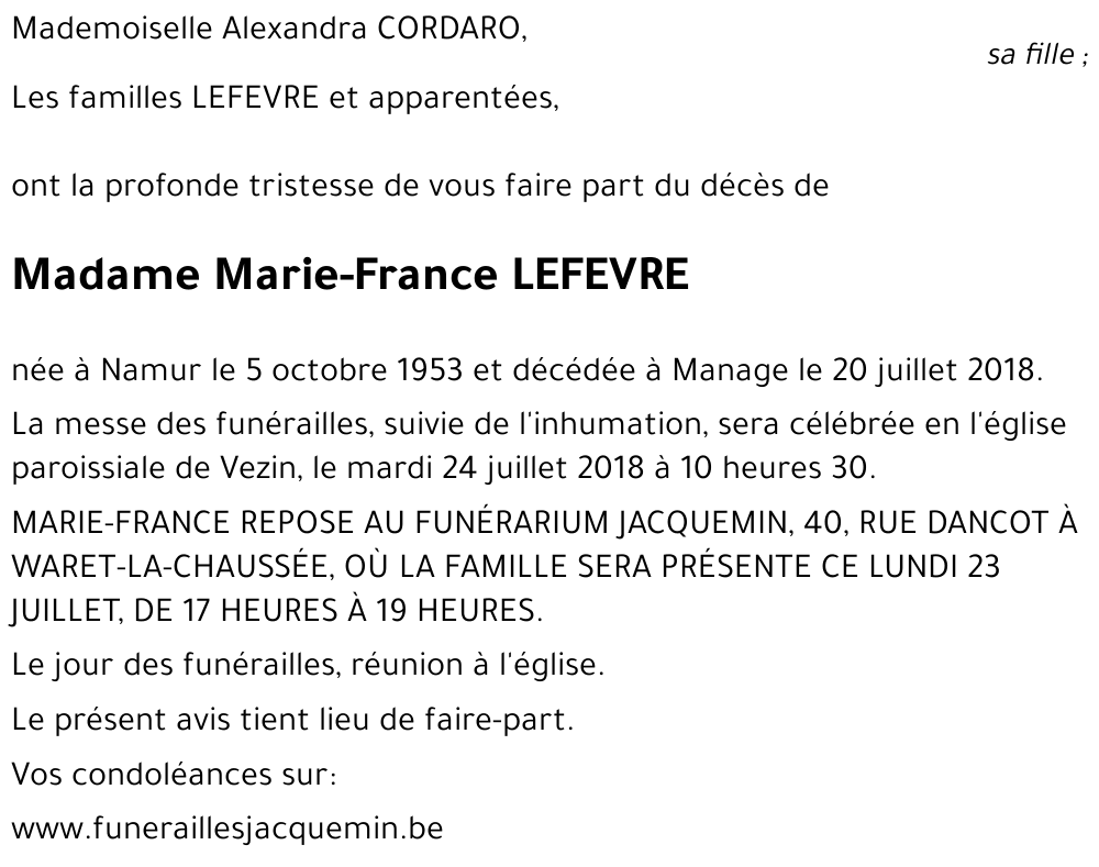 Marie-France LEFEVRE