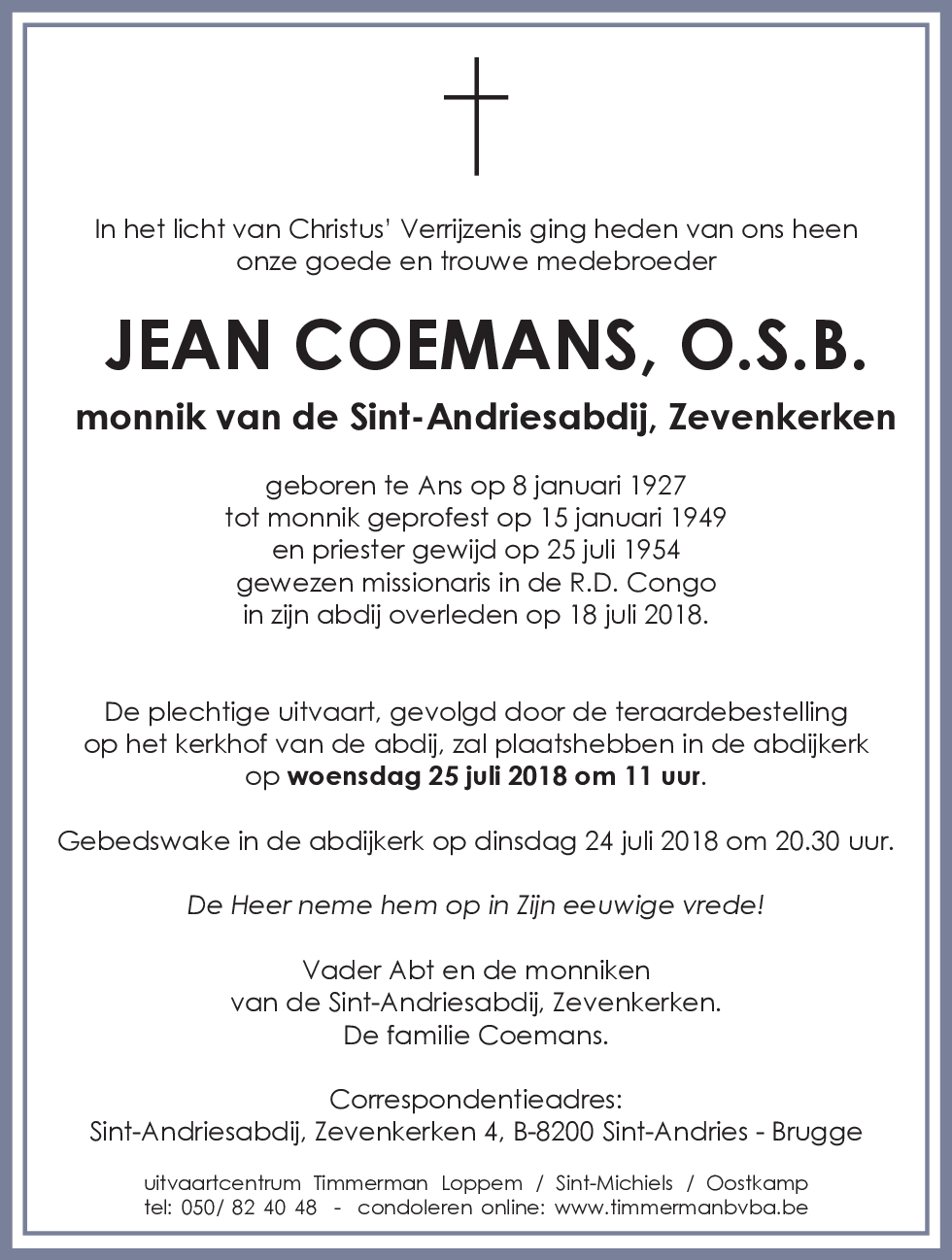 Pater Jean Coemans O.S.B.