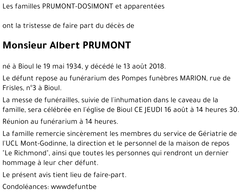 Albert PRUMONT